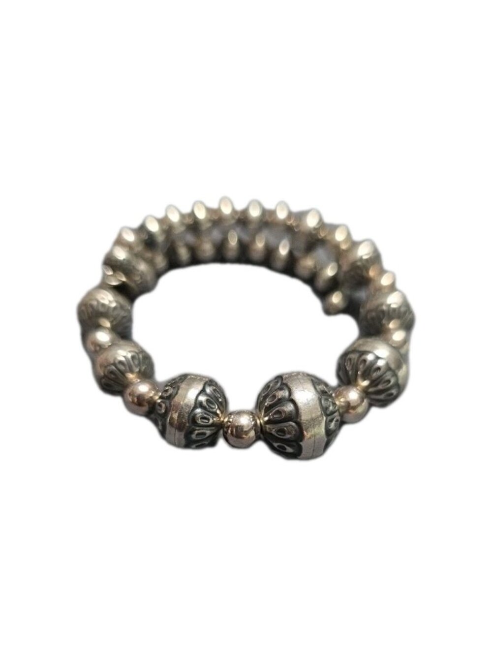 Carolyn Pollack Relios "Pearl" Style Bead Sterling Silver Memory Wire Bracelet